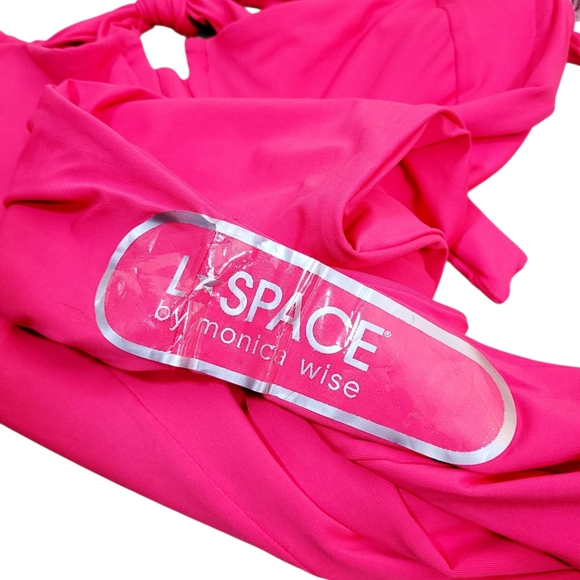 NWT L*SPACE Kendal Underwire Tie Back One Piece Swimsuit In Hot Cherry XL New - Picture 13 of 14